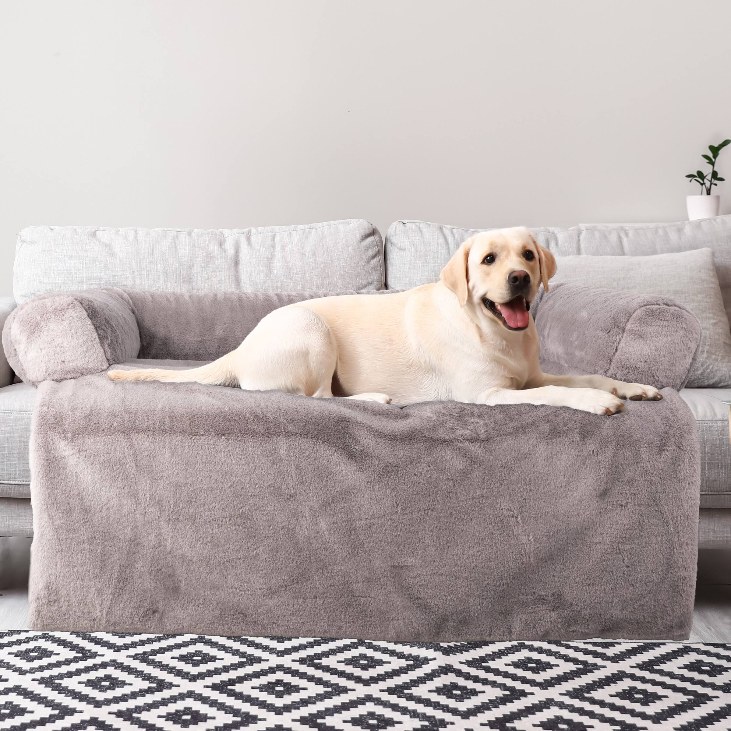 Alt View 1. PetMaker - 36in Plush Dog Bed for Couch - Gray.