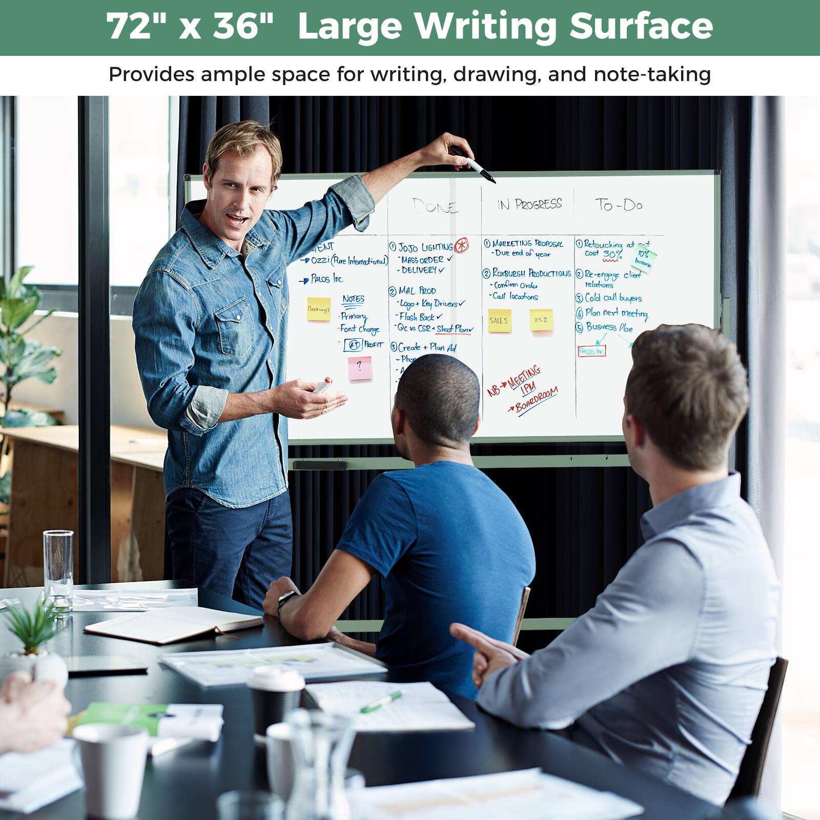 72" x 36" Large Writing Surface  
Provides ample space for writing, drawing, and note-taking