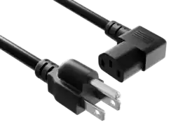 Cable Leader - 18 AWG NEMA 5-15P to IEC C13 Right-Angle Power Cord, 10A 125V, for Computer, Monitor, Printer & TV - Black