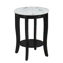 FurniFact - Round End Table with Solid Wood Top and Modern Design - Brown
