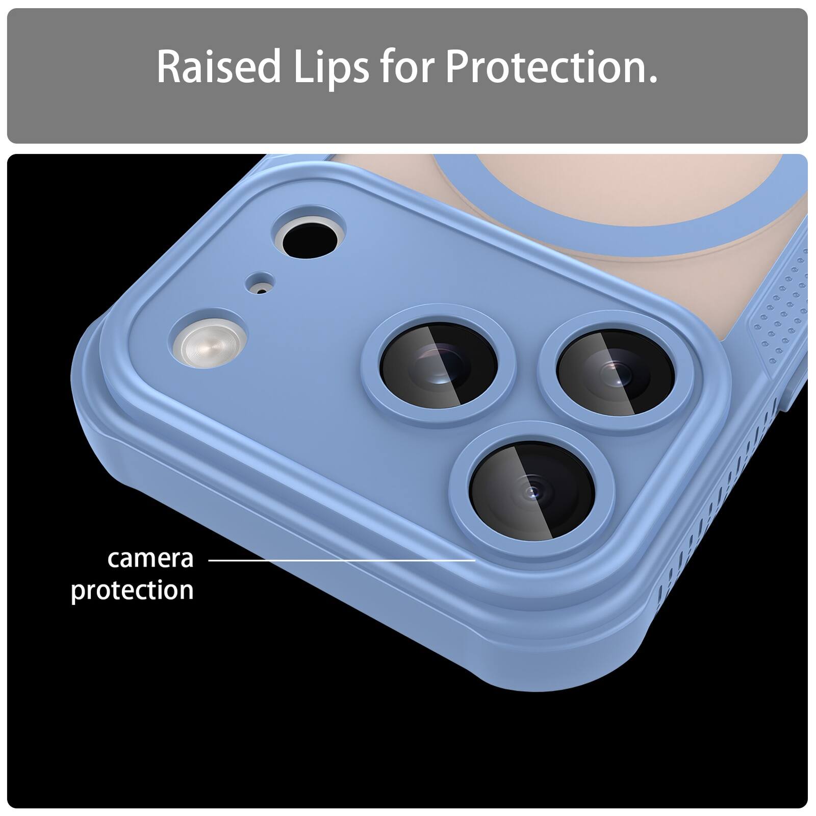 Raised Lips for Protection.  
camera protection