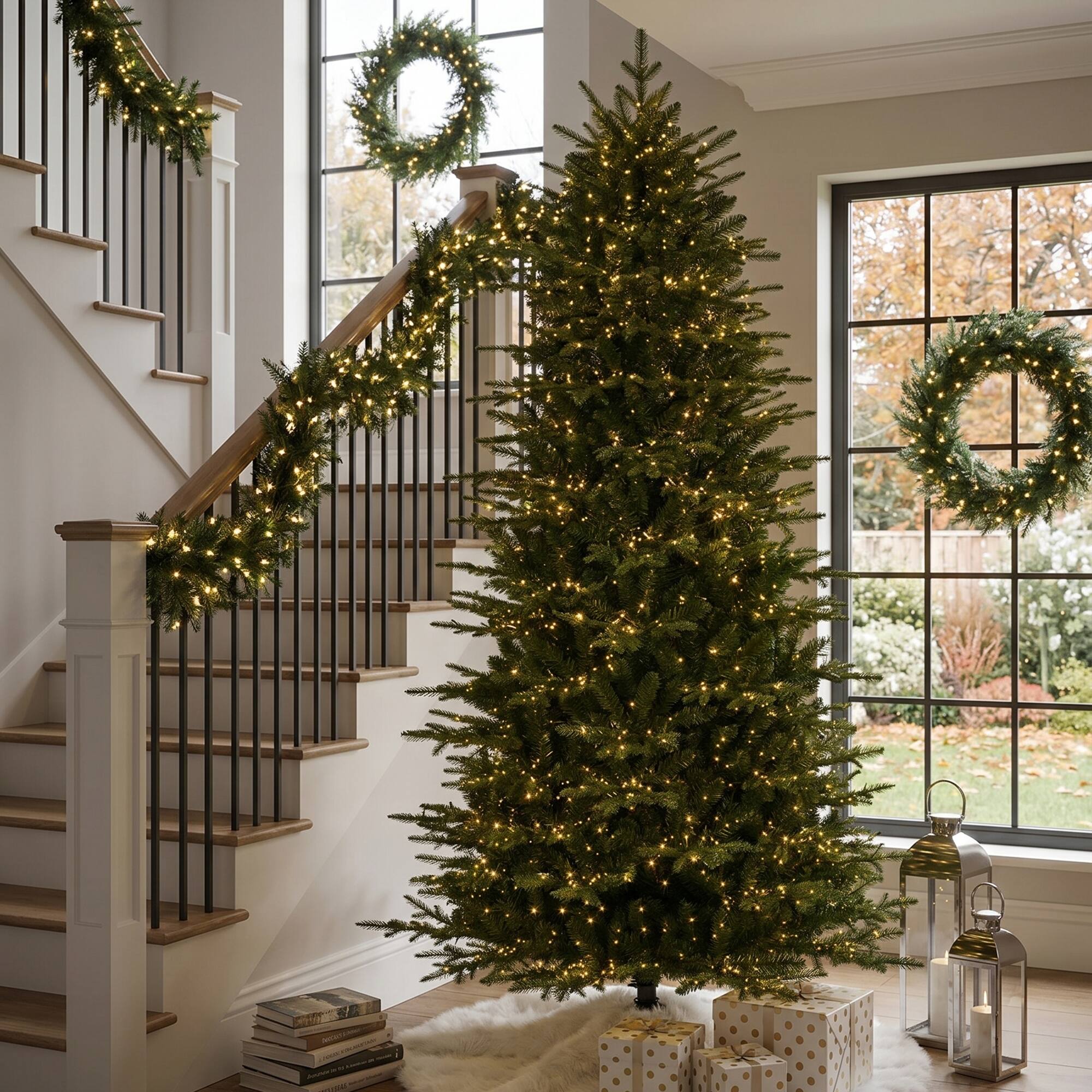Alt View 10. Glitzhome - 7.5ft Pre-Lit Full Fir Artificial Christmas Tree with 680 C3 Clear Lights - Green.