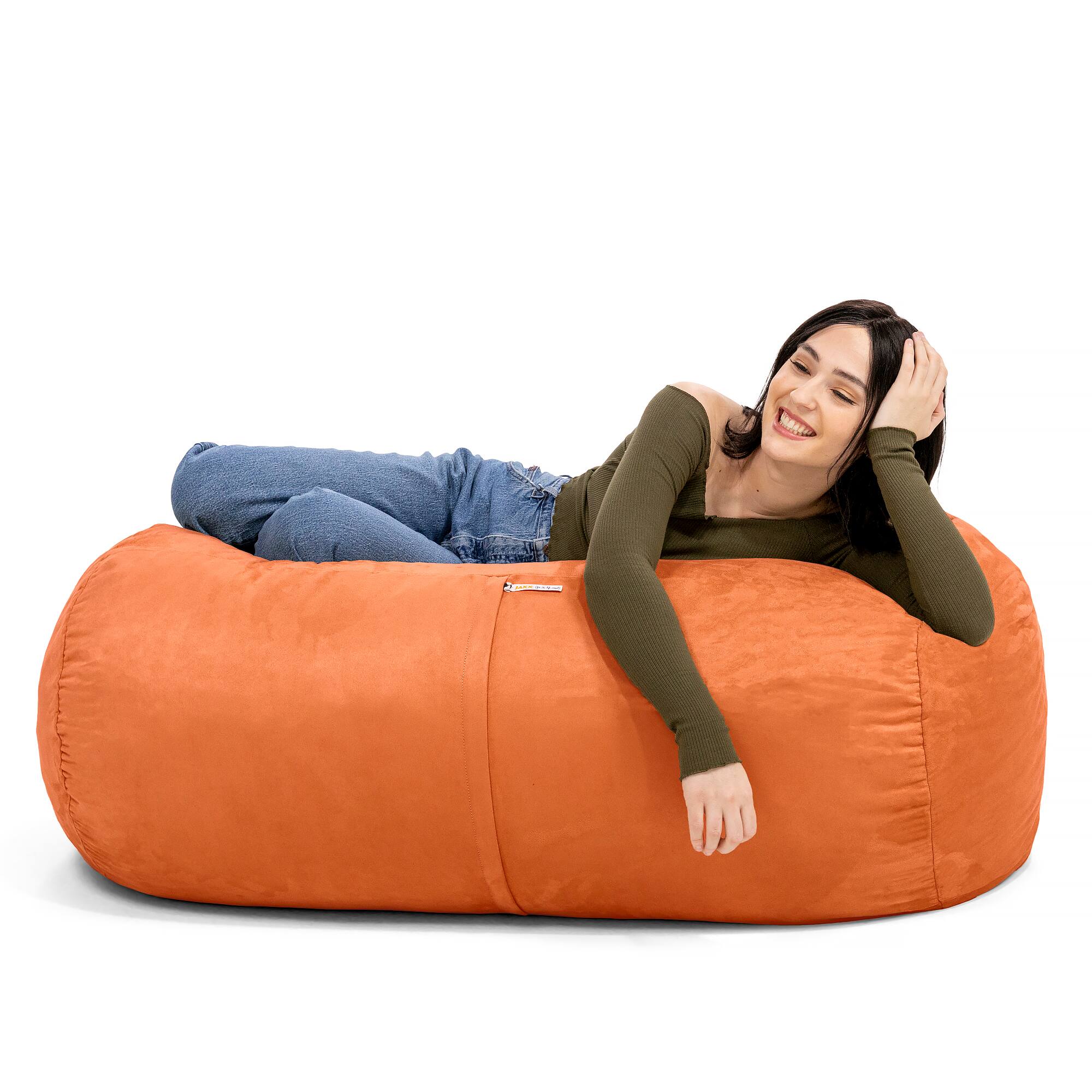 Left. Jaxx - Jaxx Sofa Saxx 4-foot Bean Bag Lounger, Mandarin - Mandarin.