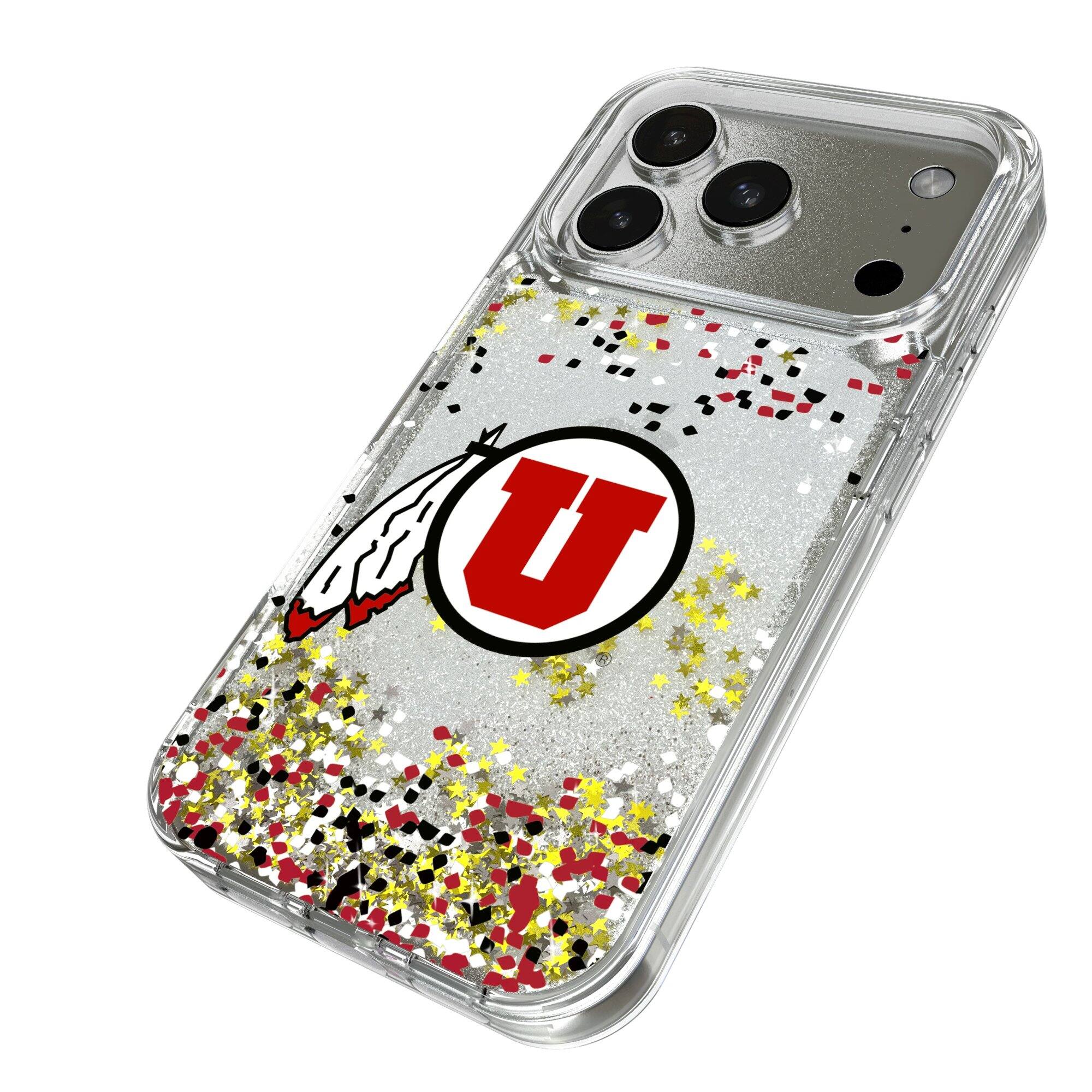 Alt View 1. Keyscaper - Utah Utes iPhone Glitter Confetti Design Case - 16 - Multicolor.