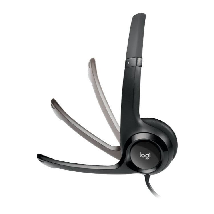 Left. Logitech - Logitech USB Headset H390 with Noise Cancelling Mic and 4 Port USB Hub.