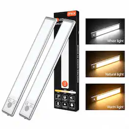 COWIN - 9.5inch Under Cabinet Lighting 2 Pack Rechargeable Sensor Light Wireless Under Counter Lights - White