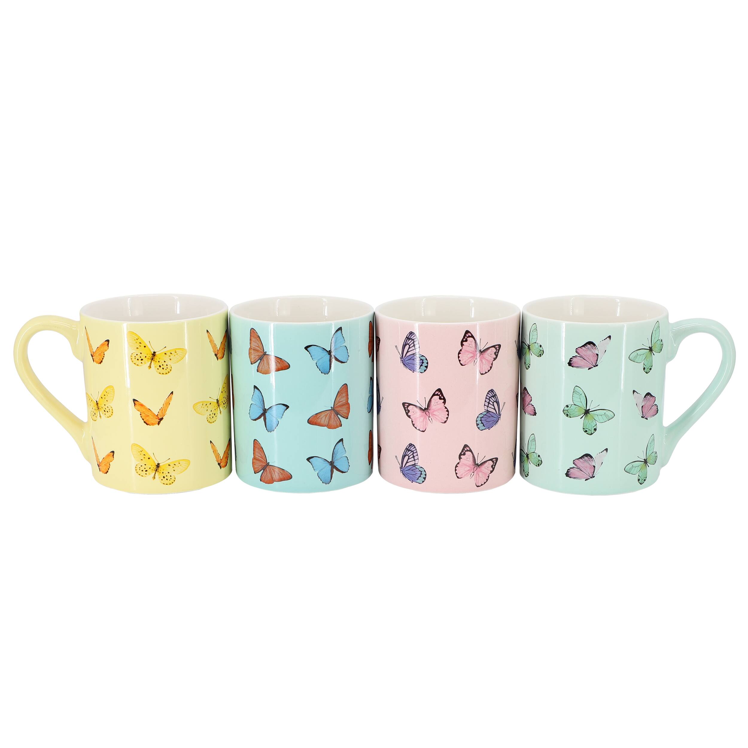 Alt View 1. Gibson - Gibson Home Butterfly Pop 4 Piece 18 Ounce Stoneware Mug Set in Assorted Colors - Assorted.