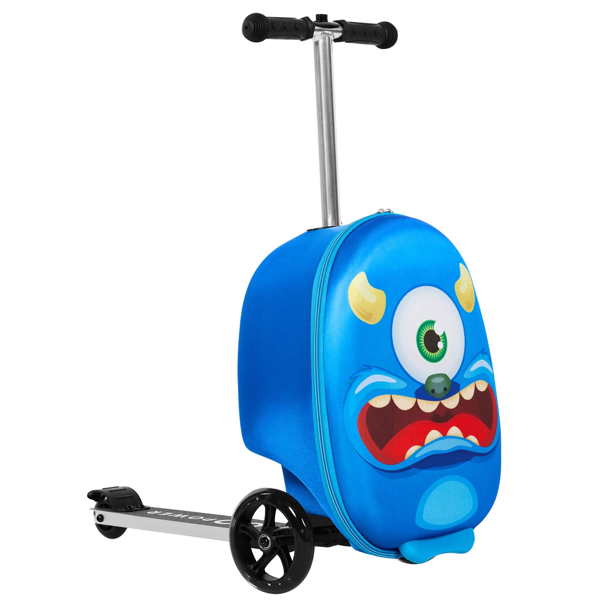 Alt View 5. GoPowerBike - GoPowerBike GoVoyage 3-Wheel Kids Luggage Scooter with Light-Up Wheels | Blue - Blue.