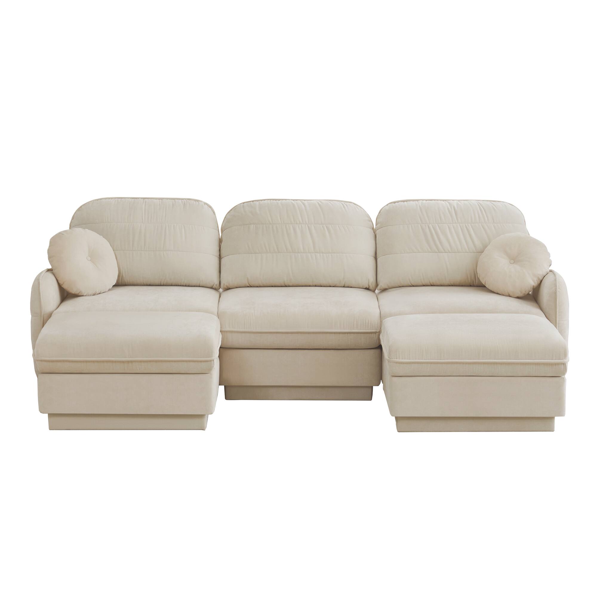 Alt View 8. LOVMOR - 105 inch Chenille Couch U Shaped Deep Seat Storage Ottoman Anti Slip For Living Room Apartment Lounge Plush TV - Cream Beige.