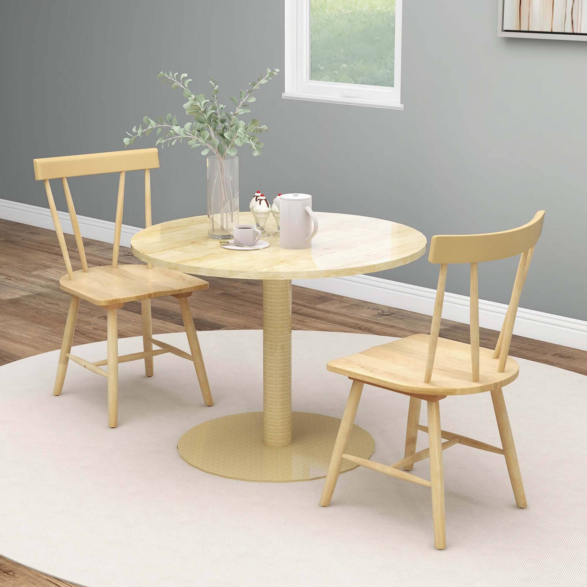 Alt View 1. Costway - Dining Chairs Set of 2 Windsor Chairs Wood Armless Chairs with Solid Rubber Wood - Natural.
