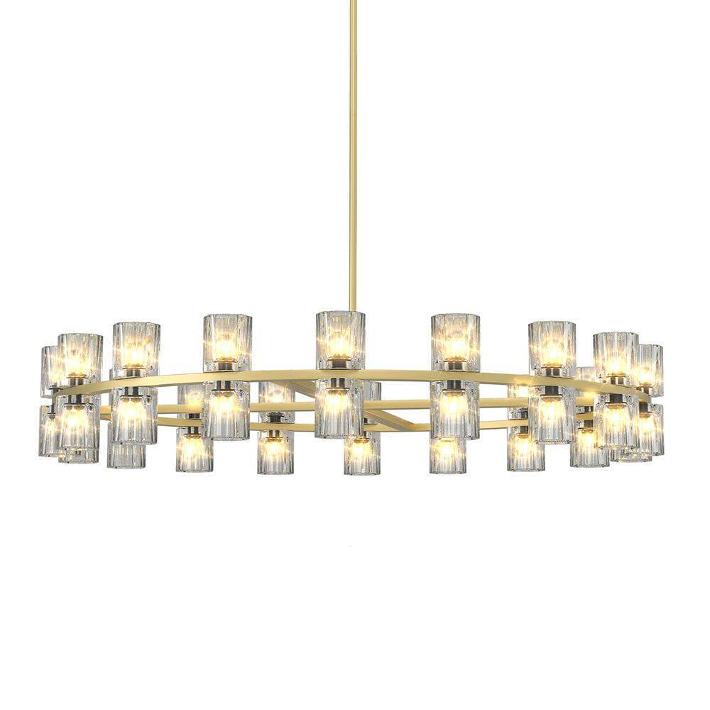 Angle. Kadyn - 36 Inches Luxury Chandeliers Crystal Living Room Decorative Lights Simple Modern Dining Room LED Lighting, Gold - Gold.