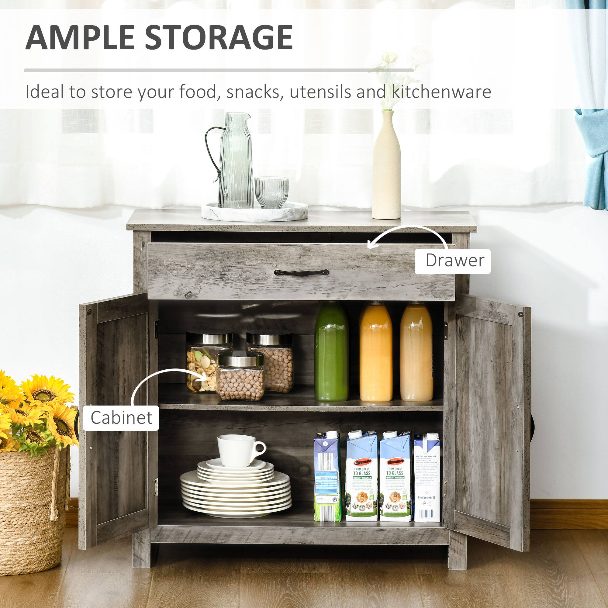 AMPLE STORAGE Ideal to store your food, snacks, utensils and kitchenware Drawer Cabinet
