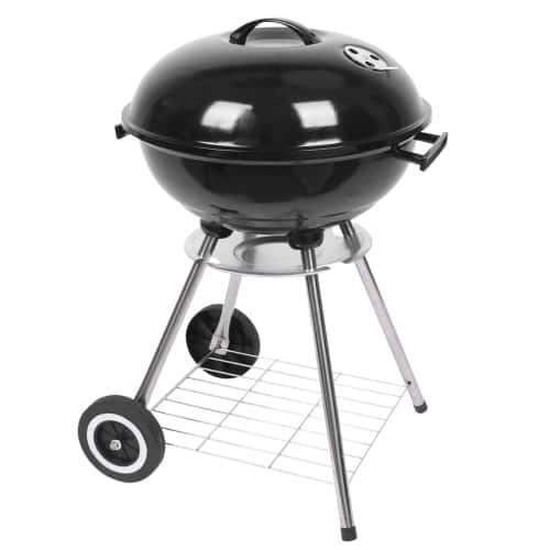 Winado - 18in Portable BBQ Grill Charcoal Barbecue Pit, Patio Backyard Meat Cooker Smoker with Wheels for Outdoor Camping Party - Black