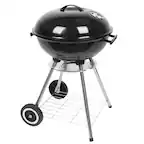 Front. Winado - 18in Portable BBQ Grill Charcoal Barbecue Pit, Patio Backyard Meat Cooker Smoker with Wheels for Outdoor Camping Party - Black.