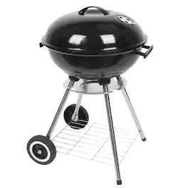 Winado - 18in Portable BBQ Grill Charcoal Barbecue Pit, Patio Backyard Meat Cooker Smoker with Wheels for Outdoor Camping Party - Black