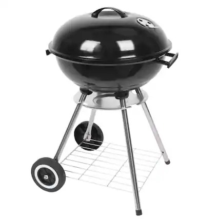 Front. Winado - 18in Portable BBQ Grill Charcoal Barbecue Pit, Patio Backyard Meat Cooker Smoker with Wheels for Outdoor Camping Party - Black.