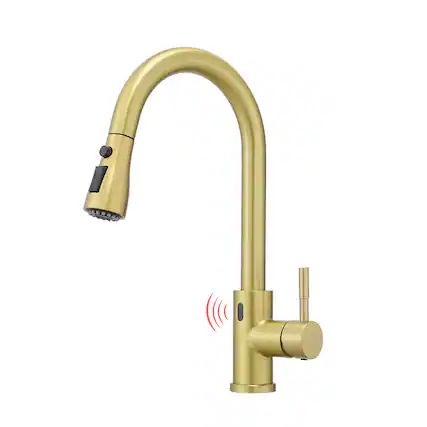 Front. Siljoy - Touchless Kitchen Faucet, Hands Free Automatic Smart Kitchen Faucet, Stainless Steel Touchless Kitchen Faucet Gold - Brushed Gold.