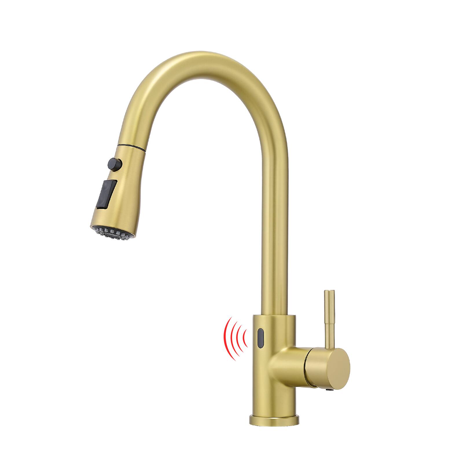 Front. Siljoy - Touchless Kitchen Faucet, Hands Free Automatic Smart Kitchen Faucet, Stainless Steel Touchless Kitchen Faucet Gold - Brushed Gold.