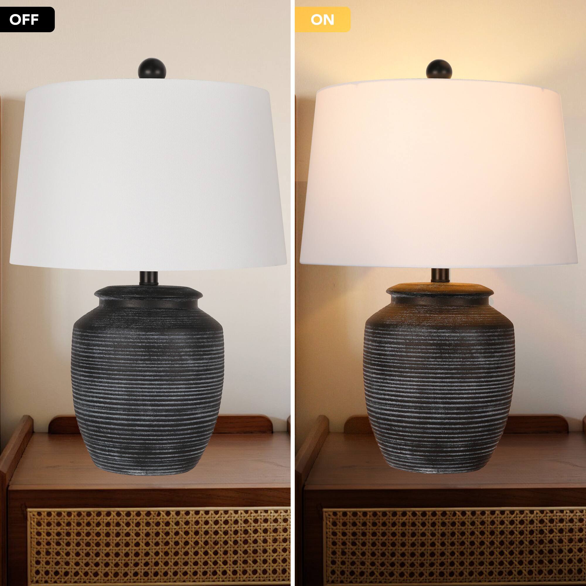 Back. partphoner - Rustic Black Ceramic Pot Table Lamp - Black.