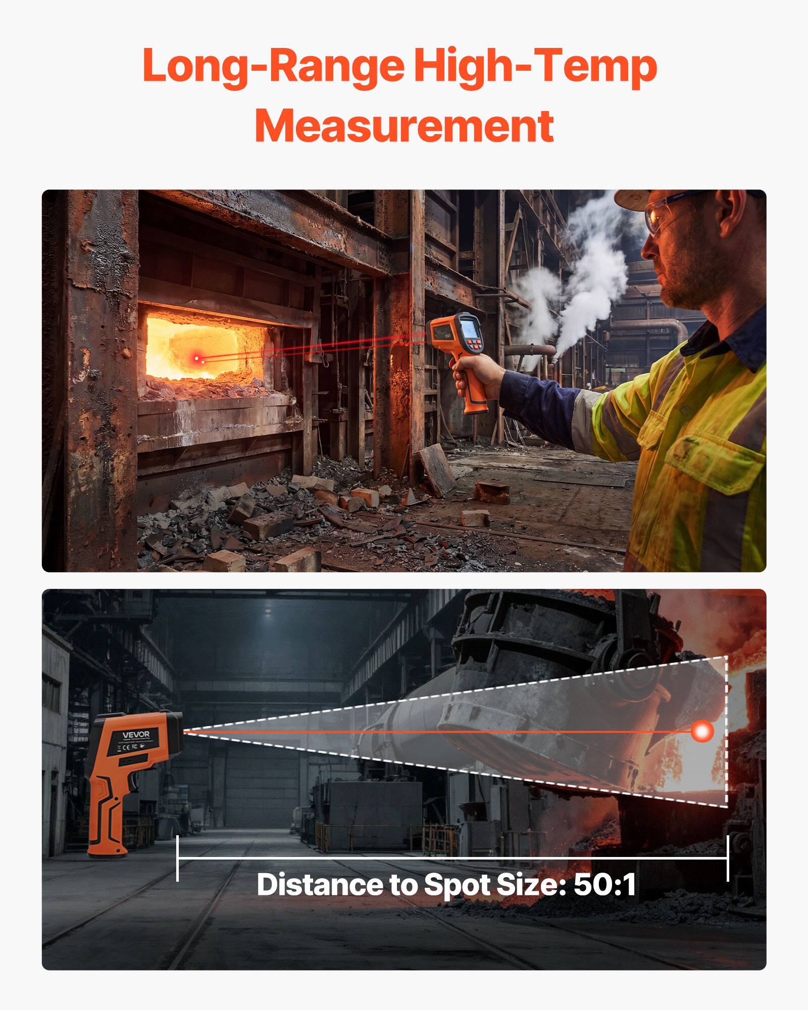 Long-Range High-Temp Measurement

VEVOR

Distance to Spot Size: 50:1