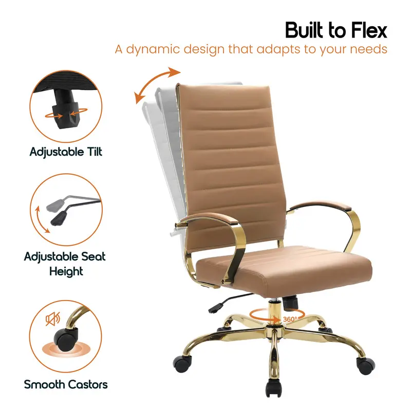 Built to Flex  
A dynamic design that adapts to your needs  
- Adjustable Tilt  
- Adjustable Seat Height  
- 360° Smooth Castors