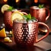 Front. Malletson - 6 Piece Copper Moscow Mule Mugs – Hammered Copper Cups, Set of 6 for Cocktail, Home Bartender Gift - Rose Gold.