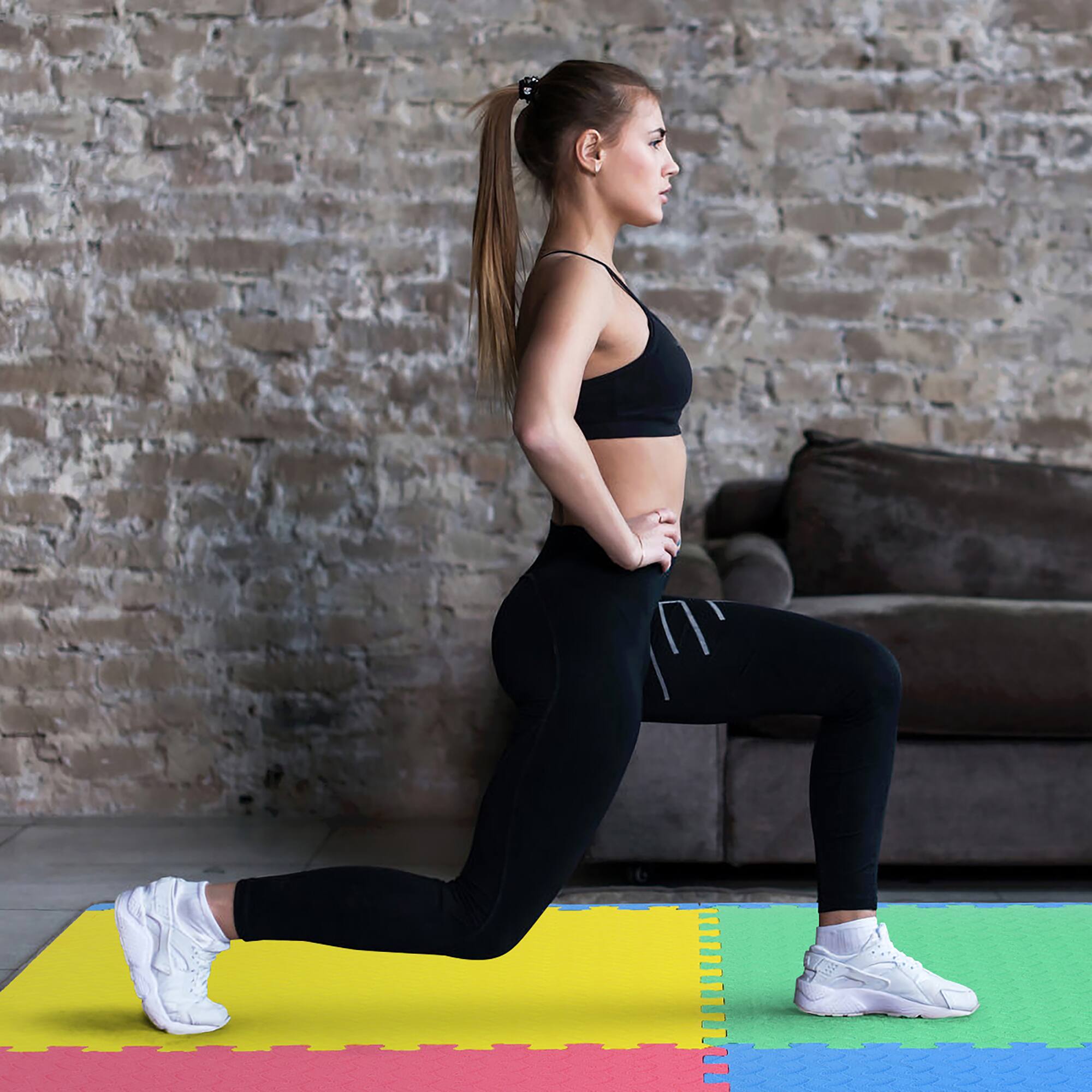 Alt View 8. Costway - Costway 12PCS Kid's Puzzle Exercise Play Mat w/EVA Foam Interlocking Tiles (25"x25") - RED, YELLOW, GREEN, BLUE.