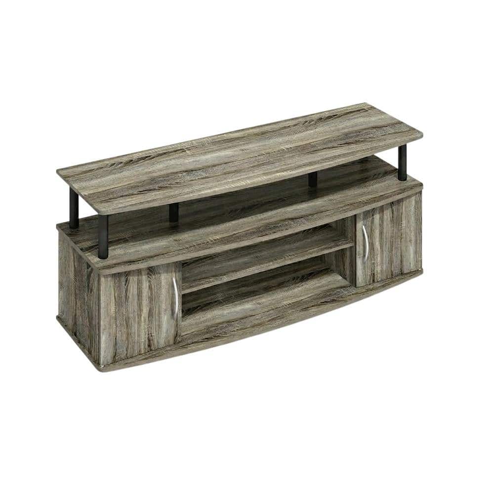 FurniFact - Gray oak entertainment center for up to 55-inch TVs with spacious storage - Grey Oak/Black