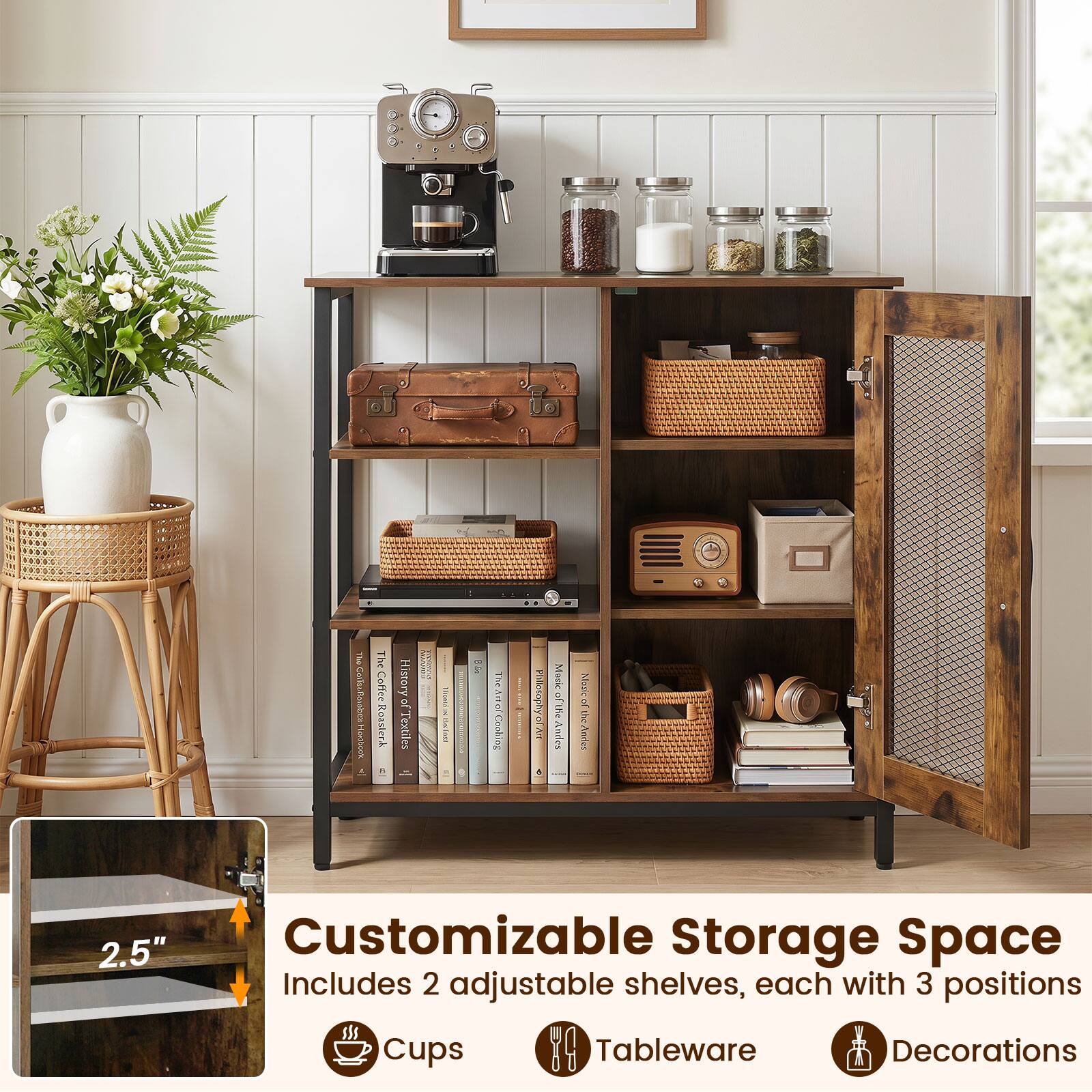i CalusRoabea 0. The Coffee RoasterA - History of Textiles | The Ari 2 Cooking | STAMATIC

Customizable Storage Space
Includes 2 adjustable shelves, each with 3 positions
Cups
Tableware
Decorations