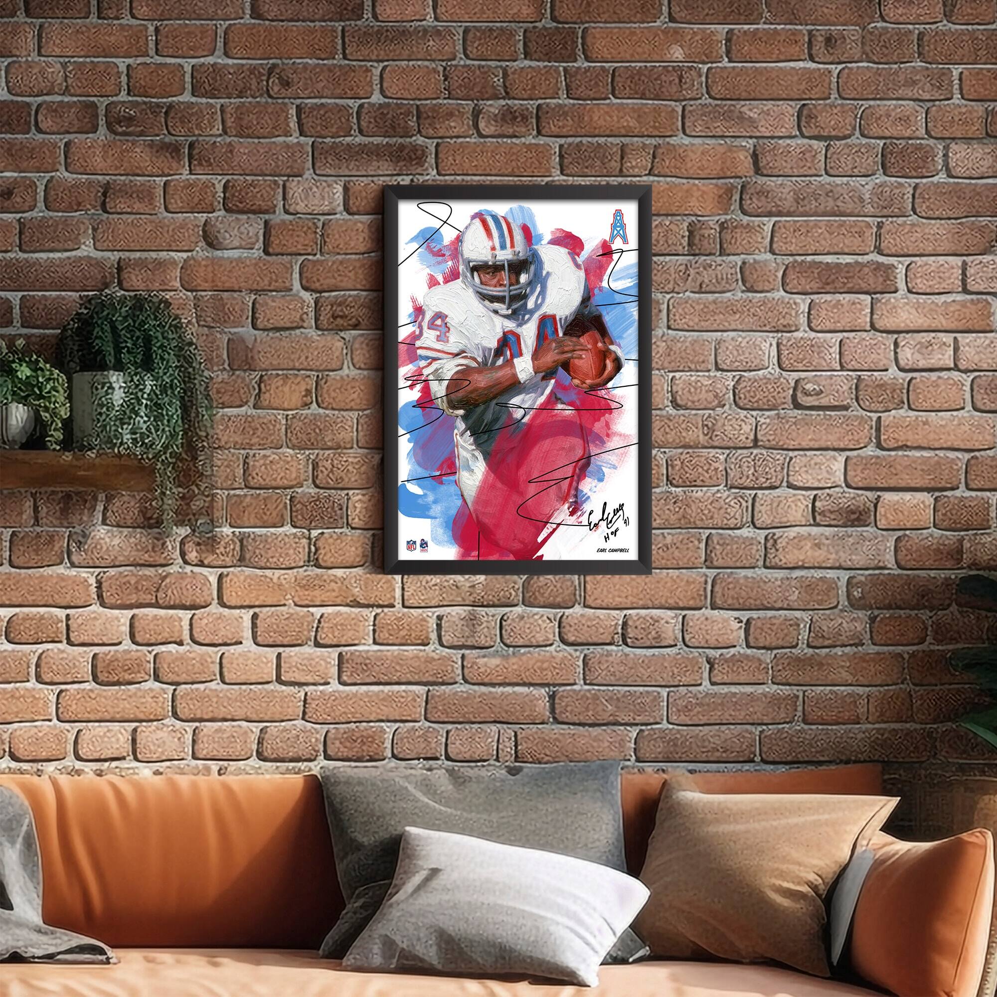 Alt View 1. Sporticulture - Earl Campbell Tennessee Titans 14" x 20" Brush Stroke Player Framed Art Print - Multicolor.