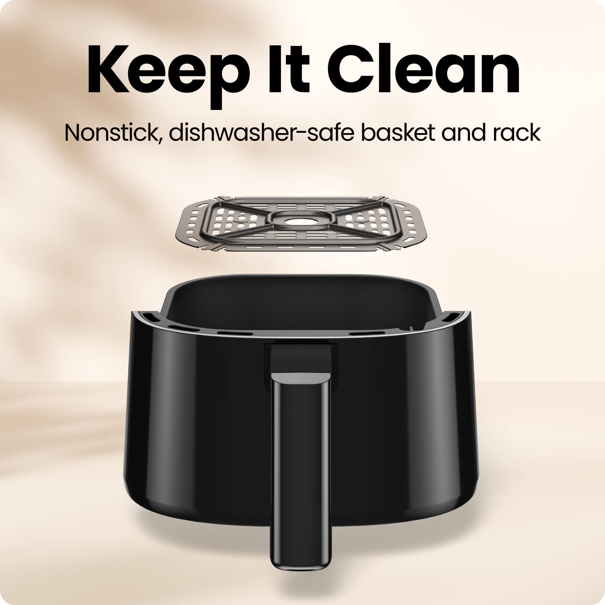 Keep It Clean  
Nonstick, dishwasher-safe basket and rack