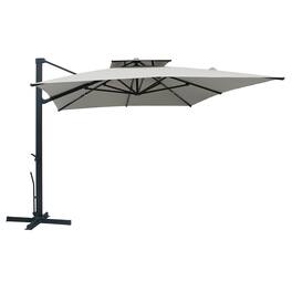 Mondawe - 10x13ft Cantilever Patio Umbrella with 360° Rotation, DIY Drape Hook - Gray