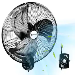 Winado - 18inch High Velocity Wall Mount Fan Oscillating,Industrial Fan with 3 Speed Ventilation,4592CFM Indoor Wall Metal Fan - Black