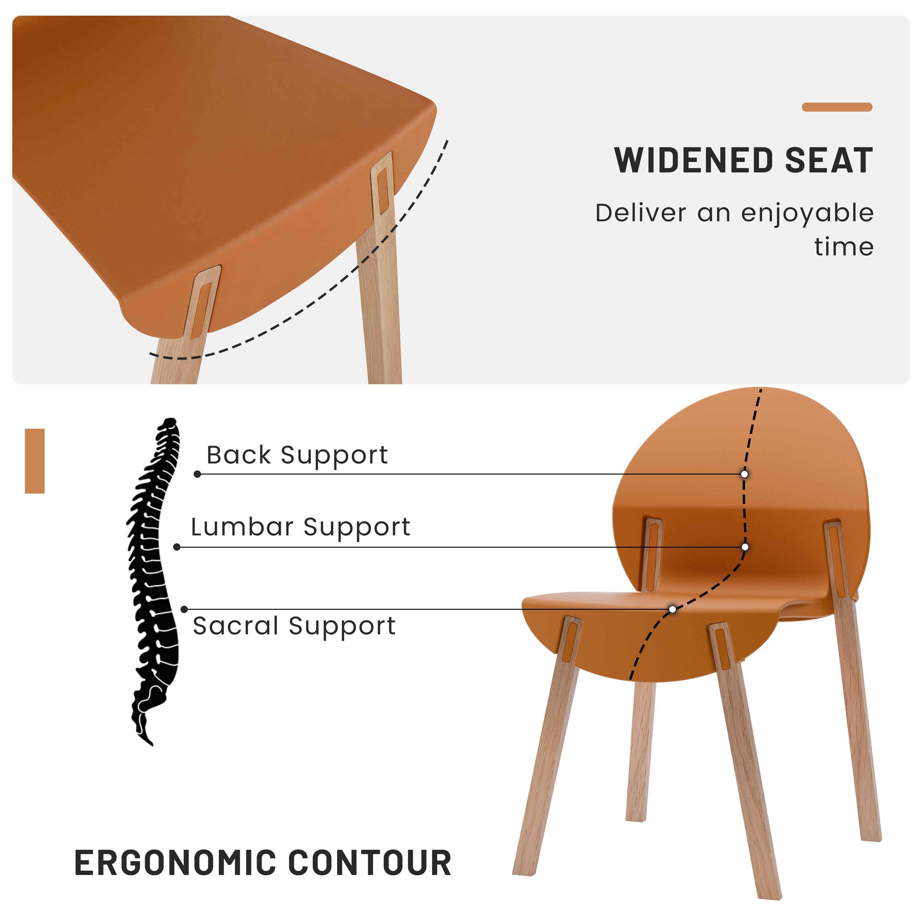 WIDENED SEAT  
Deliver an enjoyable time  

ERGONOMIC CONTOUR  
- Back Support  
- Lumbar Support  
- Sacral Support
