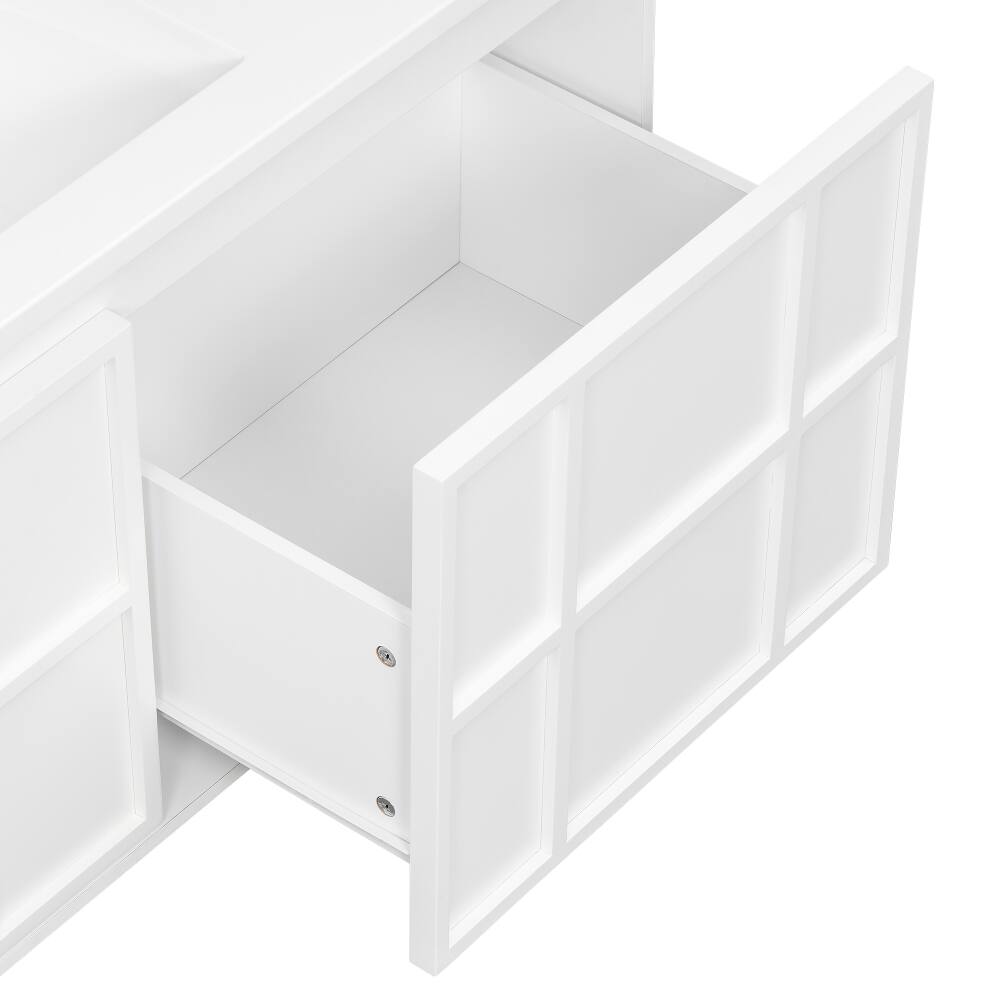 Alt View 8. Loheer - Loheer 48 inch wall mounted bathroom vanity White Floating MDF Cabinet with Composite Sink - White.