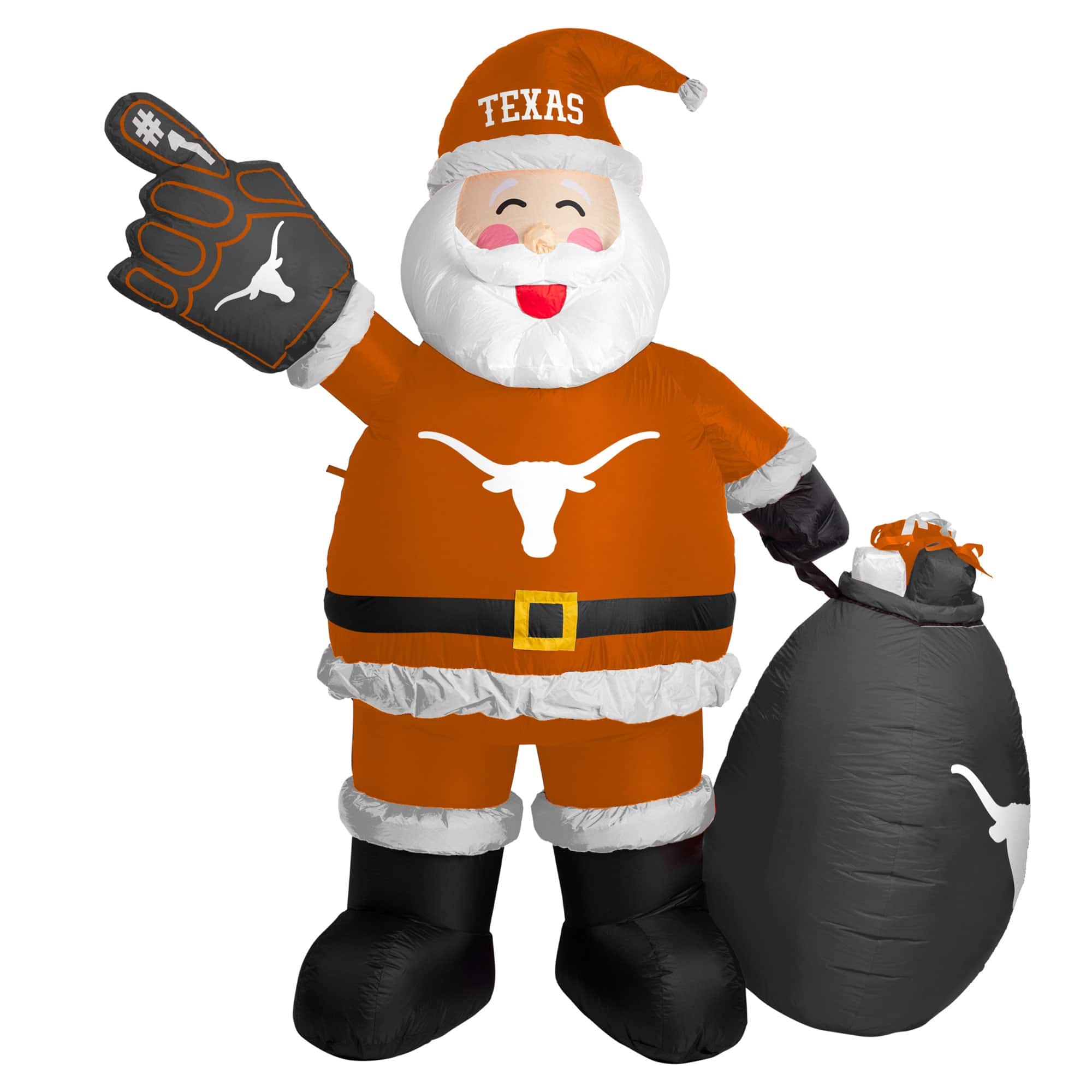 Front. Logo Brands - Texas Longhorns 7' Inflatable Santa - Multicolor.