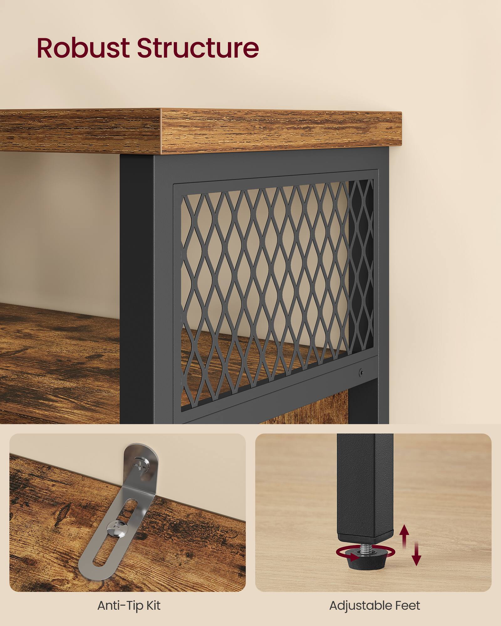 Robust Structure Anti-Tip Kit Adjustable Feet