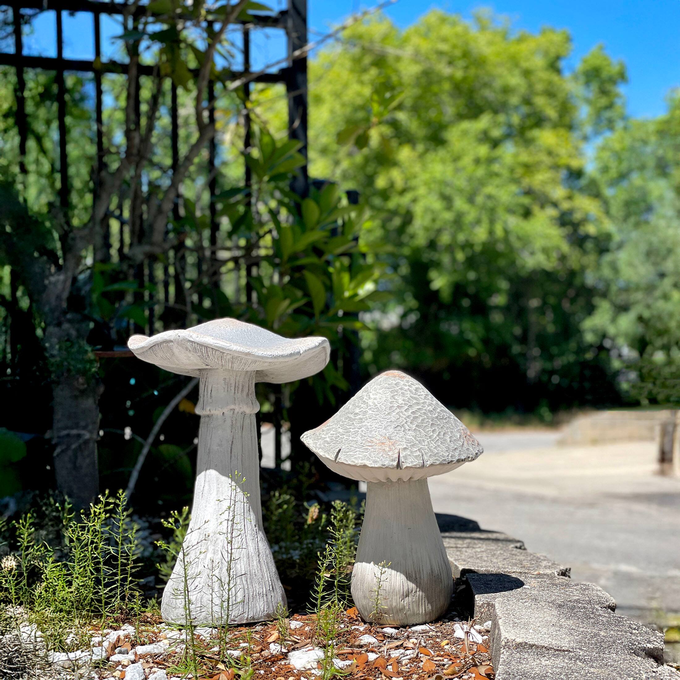 Alt View 3. Zeckos - Set of 2 MGO Mushroom Statues, 14" & 17" Tall, Garden Decor - Multi.
