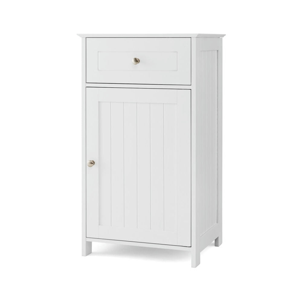 Front. Kadyn - Single Door Bathroom Cabinet with Adjustable Shelf and Drawer, Bathroom Cabinets for Entryway Storage, Home Office - White.