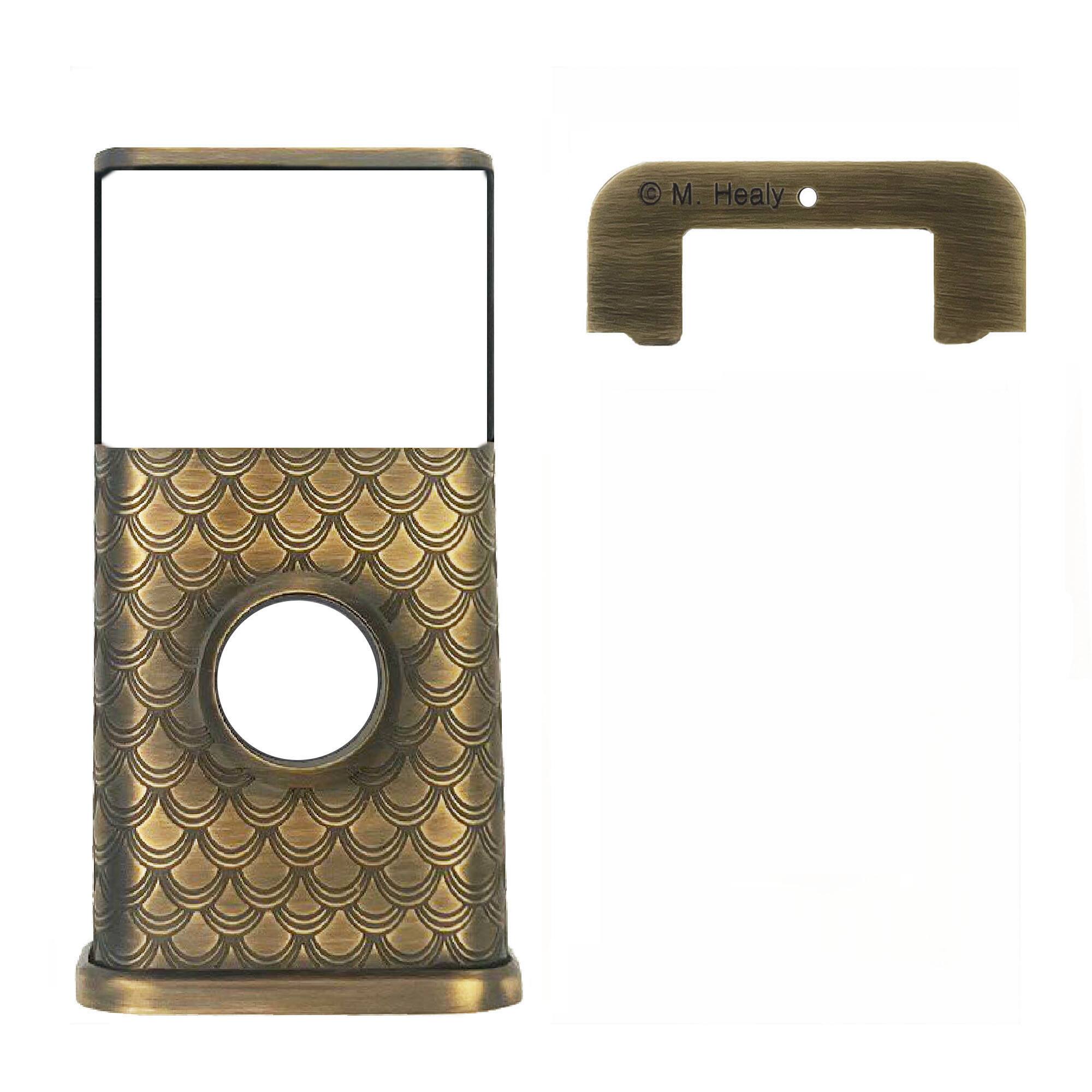 Back. Michael Healy - Scales Video Doorbell Cover (Ring Battery Doorbell 2024 Release) - Antique Brass.