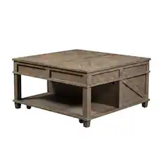 Front. Liberty Furniture Industries - Parkland Falls Square Lift Top Cocktail Table in Weathered Taupe - Brown.
