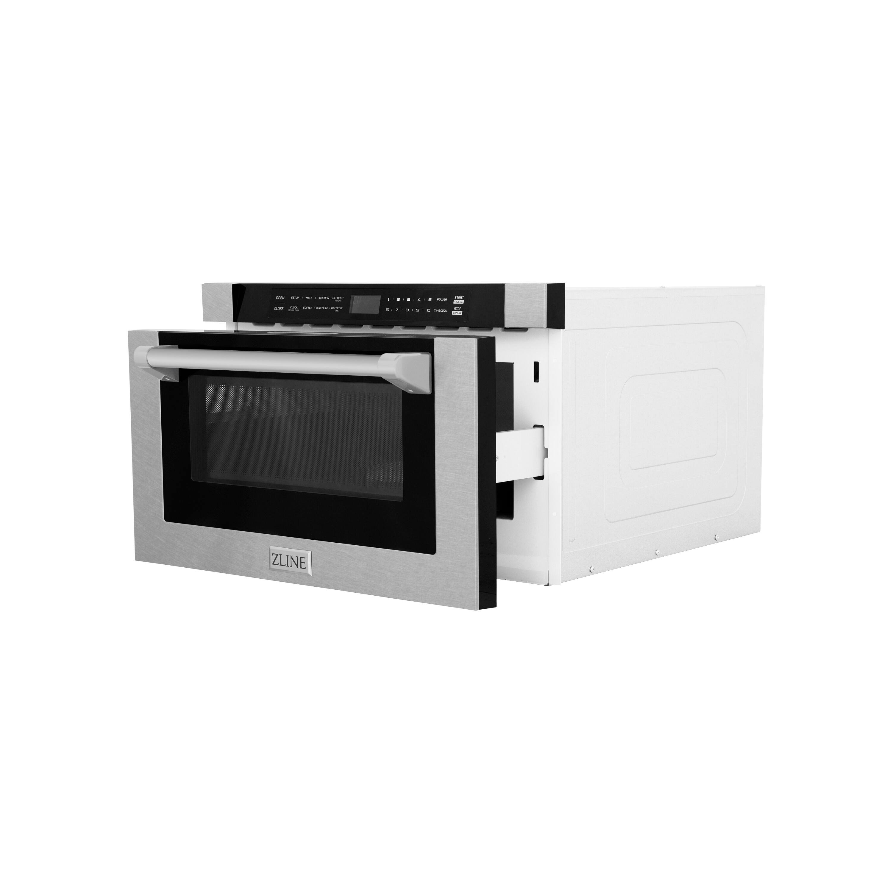 Alt View 6. ZLINE - ZLINE 24 in. 1.2 cu. ft. Built-in Microwave Drawer with a Traditional Handle in Satin Stainless Steel (MWD-1-SS-H) - Satin Stainless Steel.