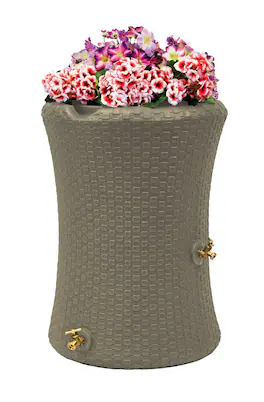 Good Ideas - 50 Gallon Nantucket Rain Barrel Planter, Coyote Granite