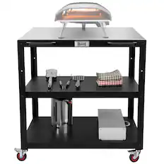 Front. FEASTO - Outdoor Kitchen Table Cart - Black.