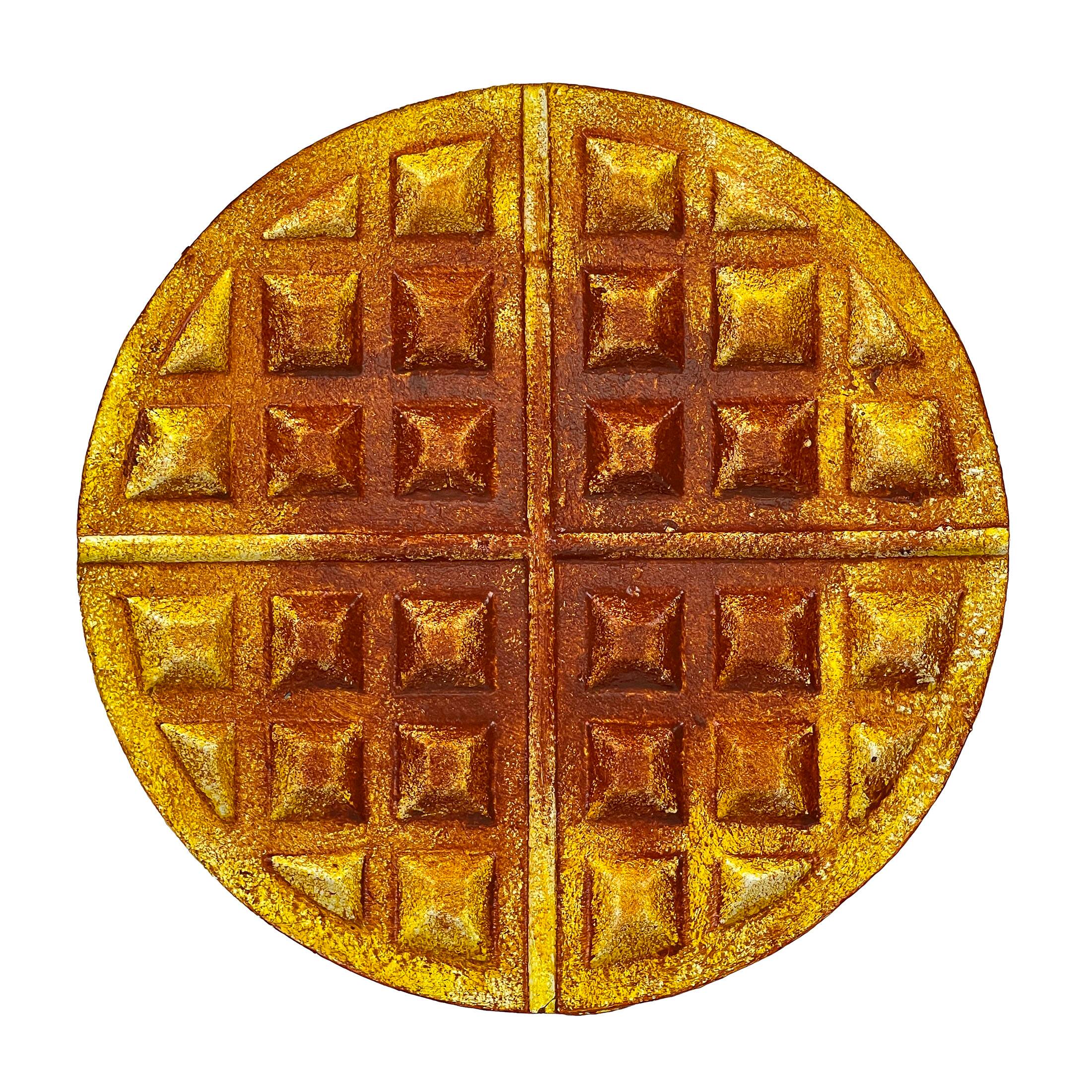 Front. Zeckos - Zeckos Round Waffle Cast Iron Trivet 8" Kitchen Decor and Wall Hanging Plaque - Brown.