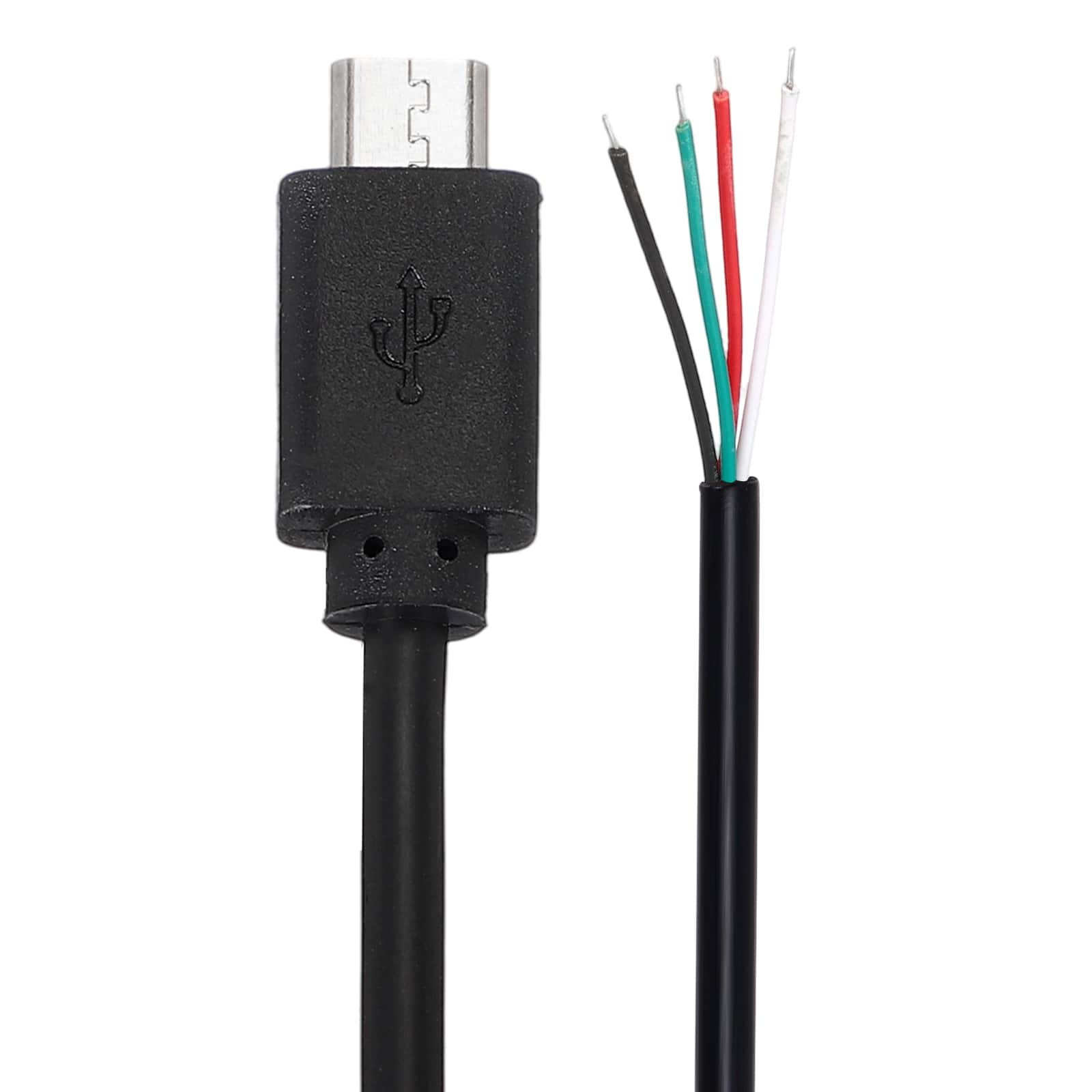 Unique Bargains - Micro USB Male to 4-Pin Bare Wire Pigtail, 28AWG 12V 3A, for DIY Keyboard/Fan Repair, 2pcs - Black