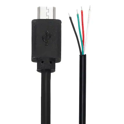 Front. Unique Bargains - Micro USB Male to 4-Pin Bare Wire Pigtail, 28AWG 12V 3A, for DIY Keyboard/Fan Repair, 2pcs - Black.