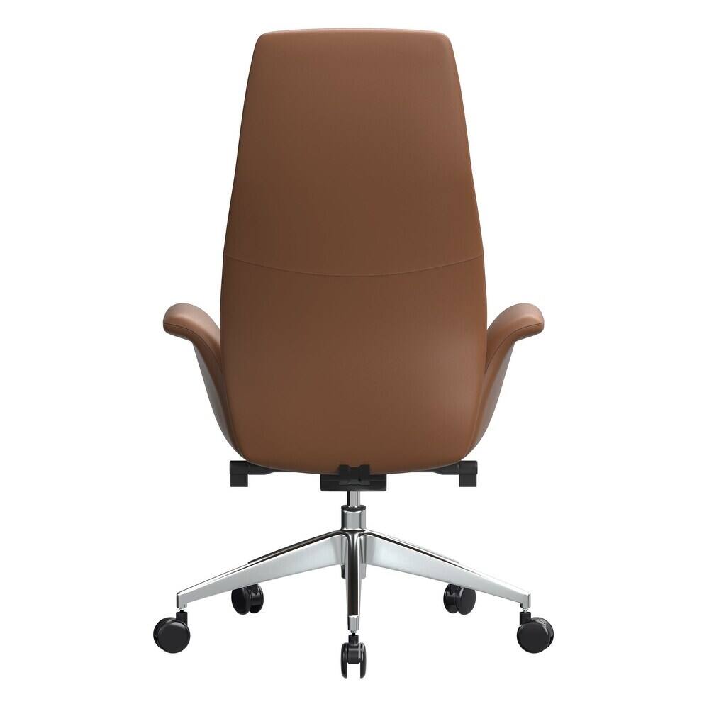 Alt View 2. LeisureMod - Summit Ergonomic High Back Office Chair, Leather Desk Chair, Metal Frame, Adjustable Height, Swivel & Tilt, Plush Seat - Dark Brown.