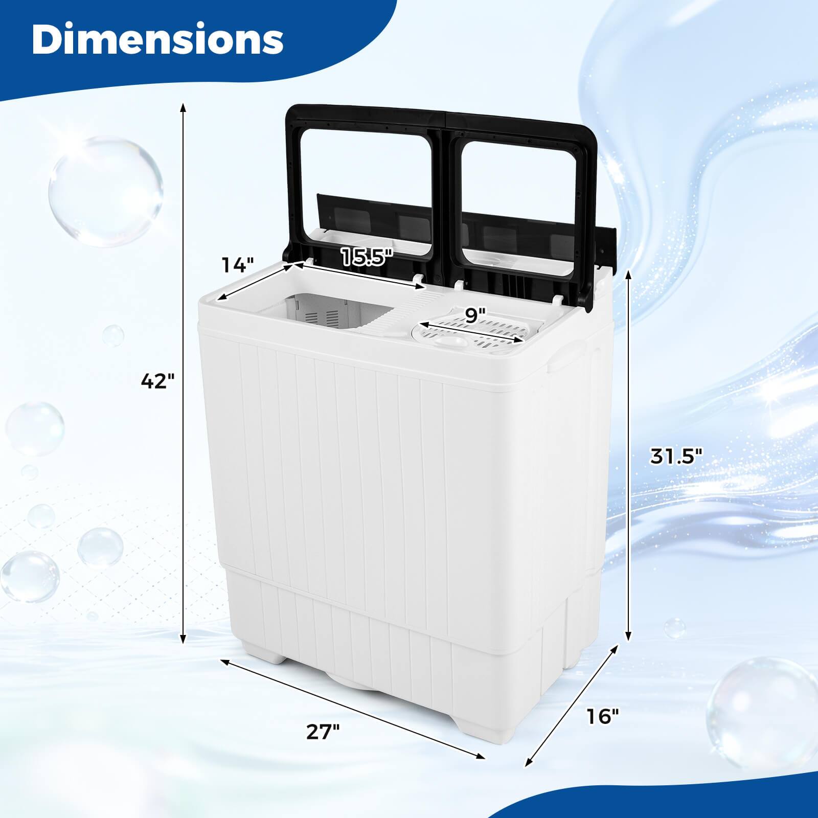 Portable Washing Machine with 18 LBS Washer 8 LBS Spinner Combo