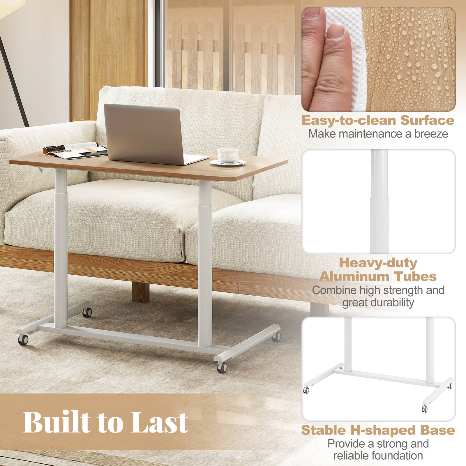 Easy-to-clean Surface  
Make maintenance a breeze

Heavy-duty Aluminum Tubes  
Combine high strength and great durability

Built to Last

Stable H-shaped Base  
Provide a strong and reliable foundation